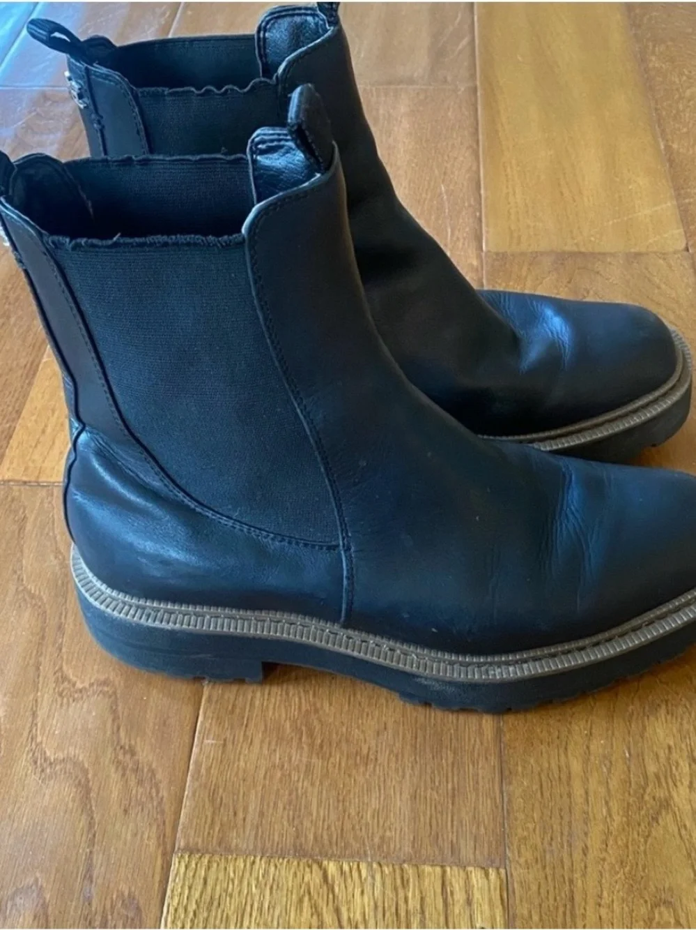 Sam Edelman Black Lug Sole Chelsea Ankle Boots
